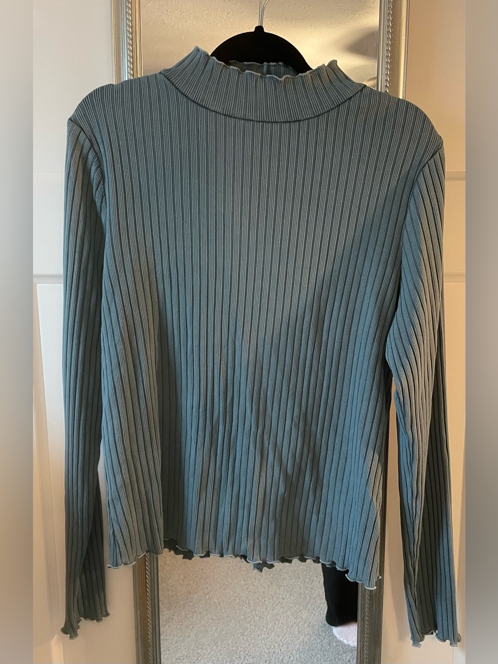 SO Ribbed Mock Neck Long-Sleeve Top - Slate Blue